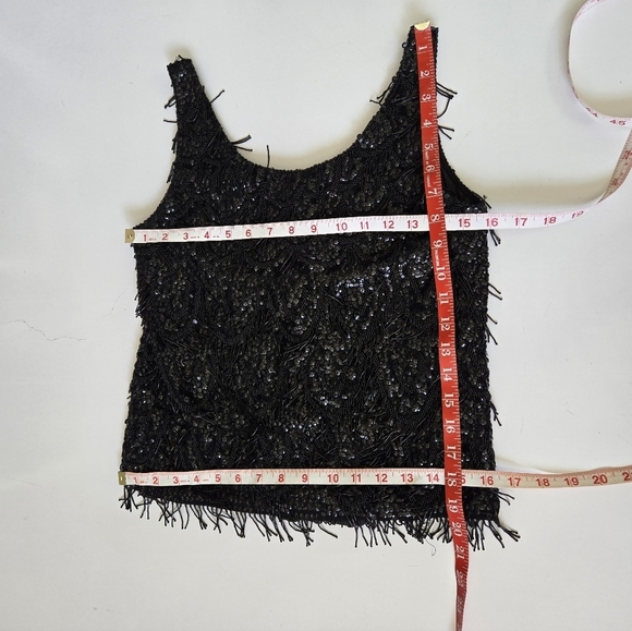 VTG 60s Heavy Beaded & Sequin Scoop Neck Glam Rock Women's Small Lambs Wool Silk - Picture 16 of 17